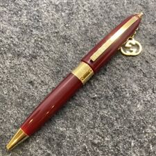 GUCCI Interlocking Bordeaux red/Gold Twisted Ballpoint Pen(No Box) wz/Charm Rare picture