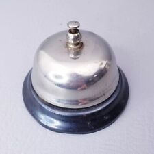 Vintage Silver Tone Metal Hotel Bell Front Desk Counter Service Bell picture