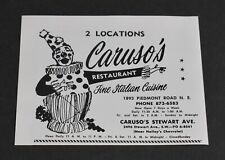 1966 Print Ad Georgia Atlanta Caruso's Restaurant Fine Italian Cuisine Art 2 loc picture