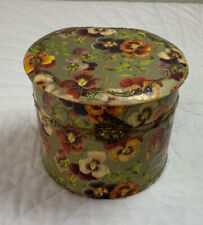 Antique Victorian Celluloid & Paper Collar Box, Round, Pansies picture