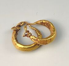 ANCIENT ROMAN-BYZANTINE GOLD HOOP EARRINGS STUNNING PAIR picture