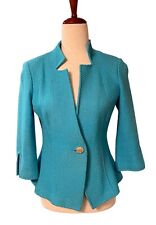 ST. JOHN Turquoise One Button Wool Blend Blazer Jacket Women’s Size 4 USA Made picture