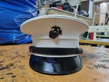 USMC Dress blues marine hat - With carrying case - White vinyl - never worn picture
