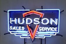 New Hudson Sales Service Beer Neon Light Sign Real Glass Lamp Bar 24