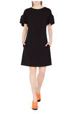 Akris Punto Dress Womens 8 Black Layered Sleeve Dress #D4469 $700 picture