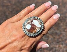 Navajo Women's Ring Wild Horse Turquoise Native American Jewelry Signed sz 8US picture