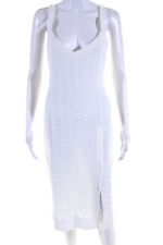 Missoni Womens Knit Chevron Button Up Slit Midi Sheath Dress White Size IT 40 picture