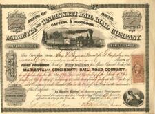Marietta and Cincinnati Rail Road Co. - Stock Certificate - Railroad Stocks picture