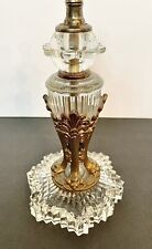 Antique Victorian Art Deco Nouveau Cast Metal & Glass Lamp Light Base Gold Gild picture