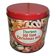 Vintage Empty PEERLESS CONFECTION OLD TIME CHRISTMAS MIX Ribbon Candy Tin Can picture