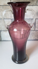 Vintage Italian Hand Blown Amethyst Glass Vase w/ Applied Handles picture