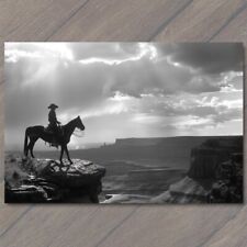 POSTCARD Cowboy Horseback Wild West Old School Retro Scenic Cliff Mountains Fun picture