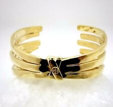 Authentic TORY BURCH Signed Gold Plated Open Cuff Bangle Bracelet picture
