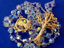 Custom SWAROVSKI Crystal Rosary Gold Plated Dogwood Tree Handmade 8mm picture