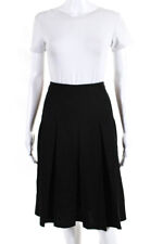Jil Sander Navy Womens Pleated A Line Midi Skirt Black Wool Size IT 42 picture