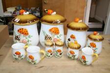 Vintage Sears Roebuck Merry Mushroom Canister Set 1970s 10pc Two-Sided picture