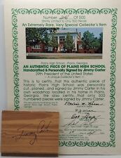 Jimmy Carter Signed Authentic Piece Of Plains High School W/ COA picture