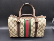 Auth Gucci Vintage Sherry Line Boston Bag GG Handbag PVC Leather  VG picture