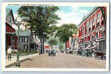 Springfield Vermont VT Postcard Main Street Looking North Scene c1920's Antique picture