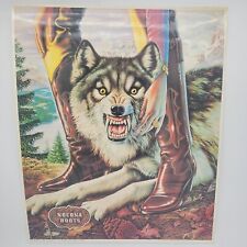 Vintage 1981 Nocona Boot Co Advertising Poster Wolf Western Wear Cowboy 23x19 picture