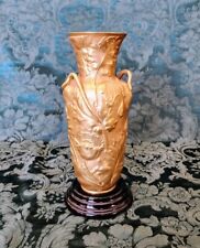 Antique Bronze Sculpted Handled Rare 18K Gold Gorgeous 1885 Vase-A. Virbert picture
