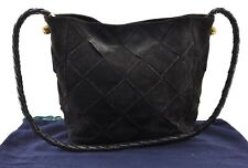Authentic BOTTEGA VENETA Intrecciato Suede Leather Shoulder Bag Black 7324I picture