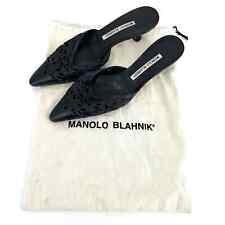 Manolo Blahnik dark navy leather mule kitten heels (36.5 - US6) With dustbag picture