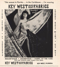 1965 Key West Hand Print Fabrics: Resortwear Cruisewear Vintage Print Ad picture