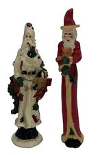 Skinny Old World Santas Set Of 2 5.75 & 6.5” Tall Hand Painted Free Standing picture