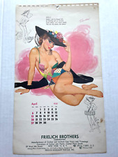 April 1958 Pinup Girl Calendar Page w/ Holly in Floppy Hat by Randall picture