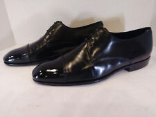 SALVATORE FERRAGAMO mens shoes size 9 2E black leather cap toe Derby made in It. picture