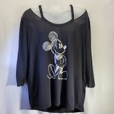 Disney  Women's Size 2XL Black Lightweight Long Sleeve Cold Shoulder Mickey picture