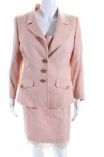 Escada Womens Wool Blazer Tank Top Pencil Skirt Suit Set Pink Size 42 38 40 picture