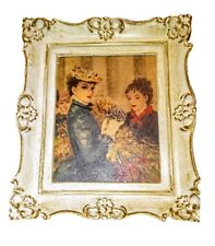 Vintage Wall Art Print Huldah Lady Portrait Mid Century White Wood Frame Made US picture