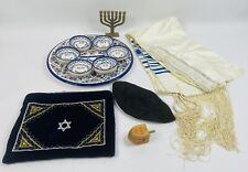 Vintage Handmade Jewish Seder Passover Set With Weinberg Menorah picture