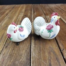 Lenox Rooster and Hen Salt and Pepper Set Poppies on Blue Barnyard picture