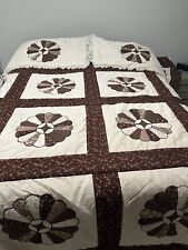 Home Made Quilt, Flower Pattern, Machine And Hand Stitched 99” X 97”,  2 Shams picture