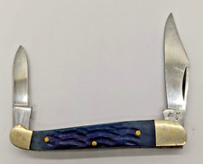 Frost Cutlery  Blue Canoe Handle Plain Edge Slipjoint Folding Pocket Knife picture