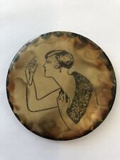 Vintage RARE 1920s Art Deco Compact Mirror Risque Image When Turned picture