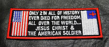 USA CHRISTIAN FLAG  American Soldier Christian Jesus Bible Verse IRON ON PATCH  picture