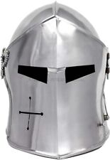 Nagina International Barbuta Visored Brushed Steel Knights Templar Helmet picture