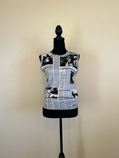 Balenciaga Newspaper Graphic Print Cotton Knit Sleeveless Tank Crew Neck IT 40 picture