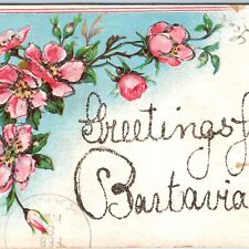1907 Batavia, NY Greetings Hand Written Mica Glitter Handmade Postcard A172 picture