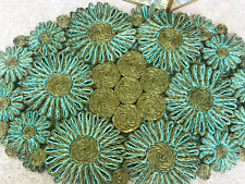 Vintage, Boho, MCM, Placemats Natural Straw Woven Green/Turquoise Set of 2 picture