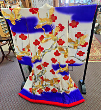 Antique Japanese Silk Uchikake Golden Cranes Wedding Kimono picture