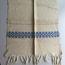ANTIQUE Hungarian Wowen linen textile art Fringed peasant folk towel 33x23 picture