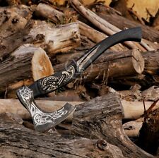 Custom Handmade Carbon Steel Viking Axe VALHALLA Axe Throwing Norse with Sheath picture
