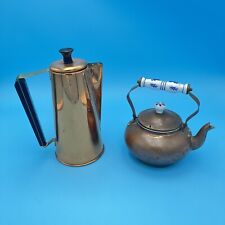 LOT 2 VTG Copper Metal Tea Pot Porcelain  Handle & Coppercraft Taunton. See Desc picture