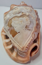 Vintage Hand Carved Cameo Conch Shell Seashell Victorian Lady Italy 1980 signed picture