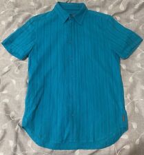 Armani Exchange SMALL button up shirt mens Teal Blue Semi-sheer Lightweight picture